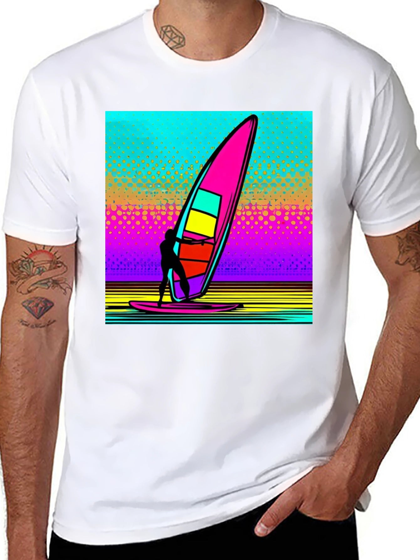 Retro Windsurfing T-Shirt: 80s Style Surf Design