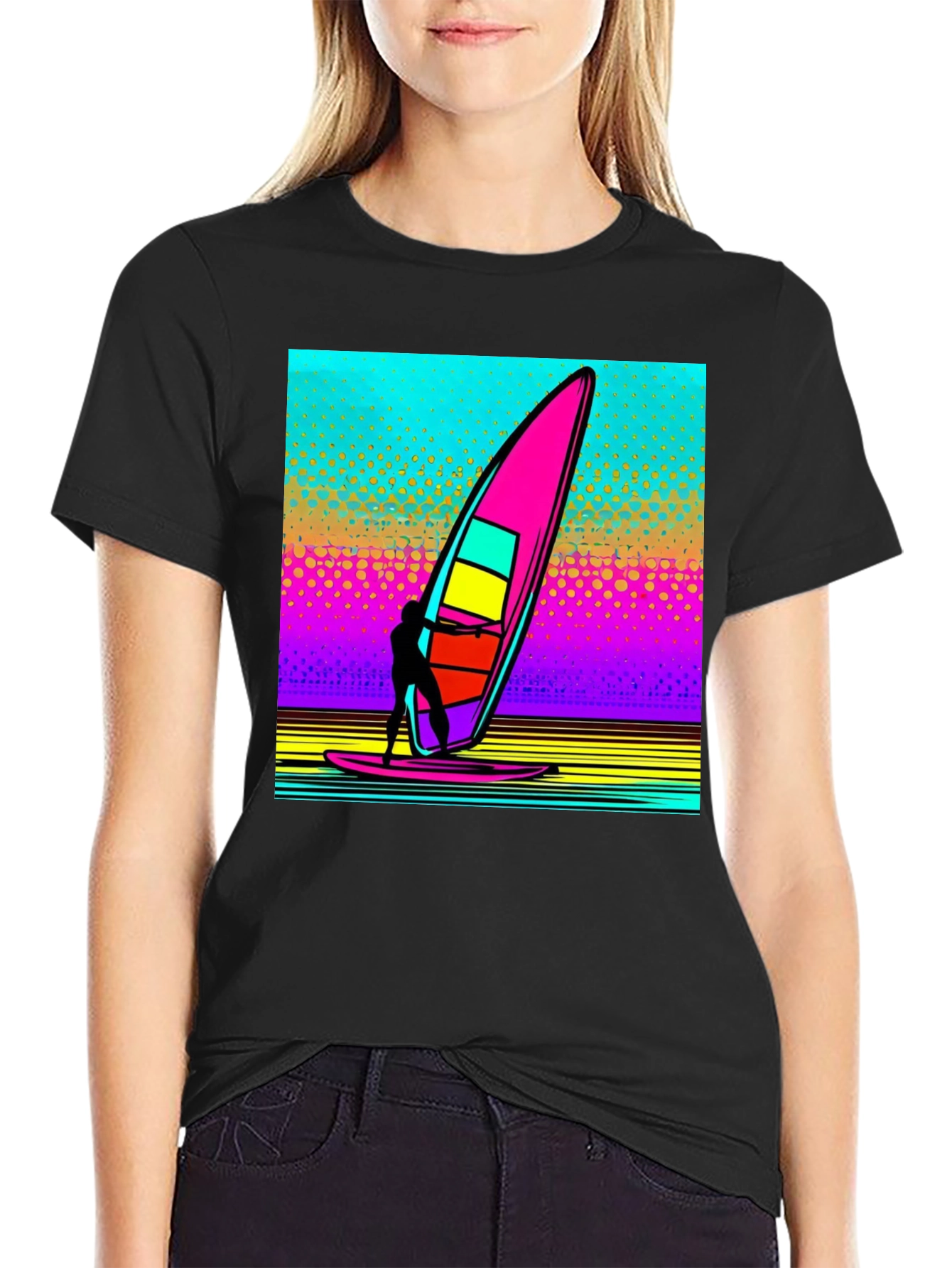 Retro Windsurfing T-Shirt: 80s Style Surf Design