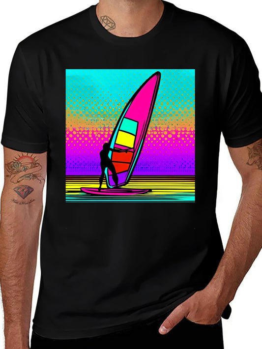 Retro Windsurfing T-Shirt: 80s Style Surf Design