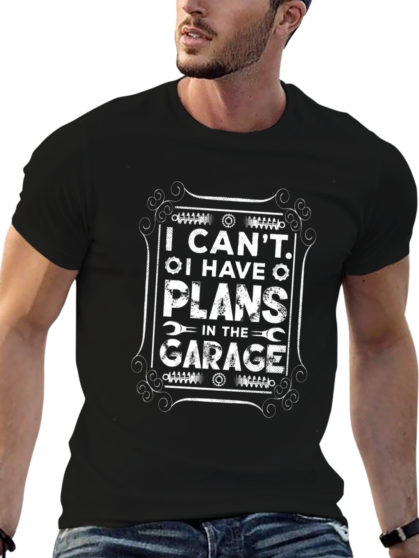 Garage Plans Graphic Tee - Black Cotton