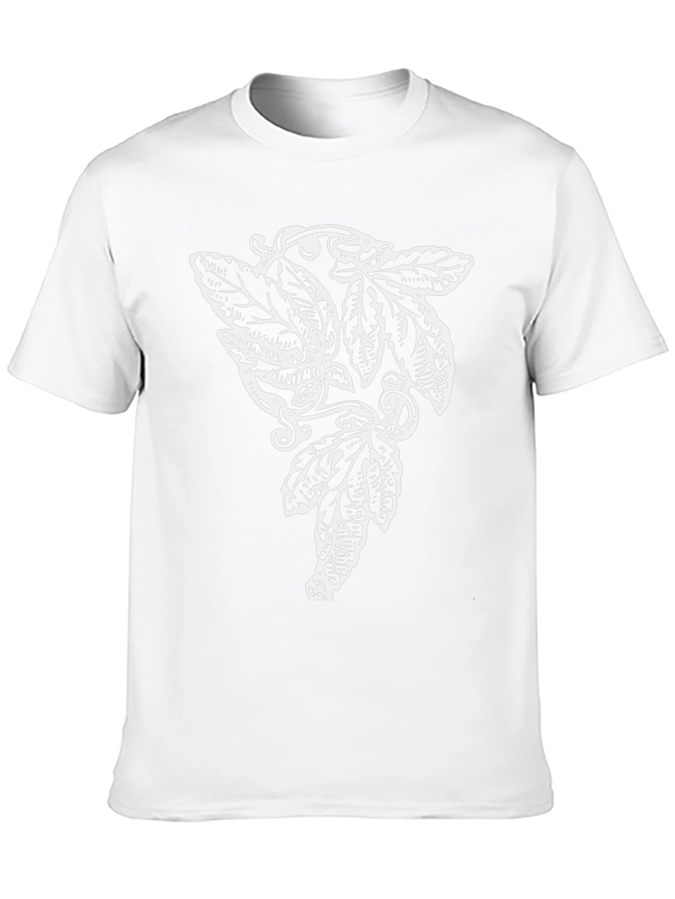 Elegant Leaf Graphic Tee - Black Cotton Blend Shirt