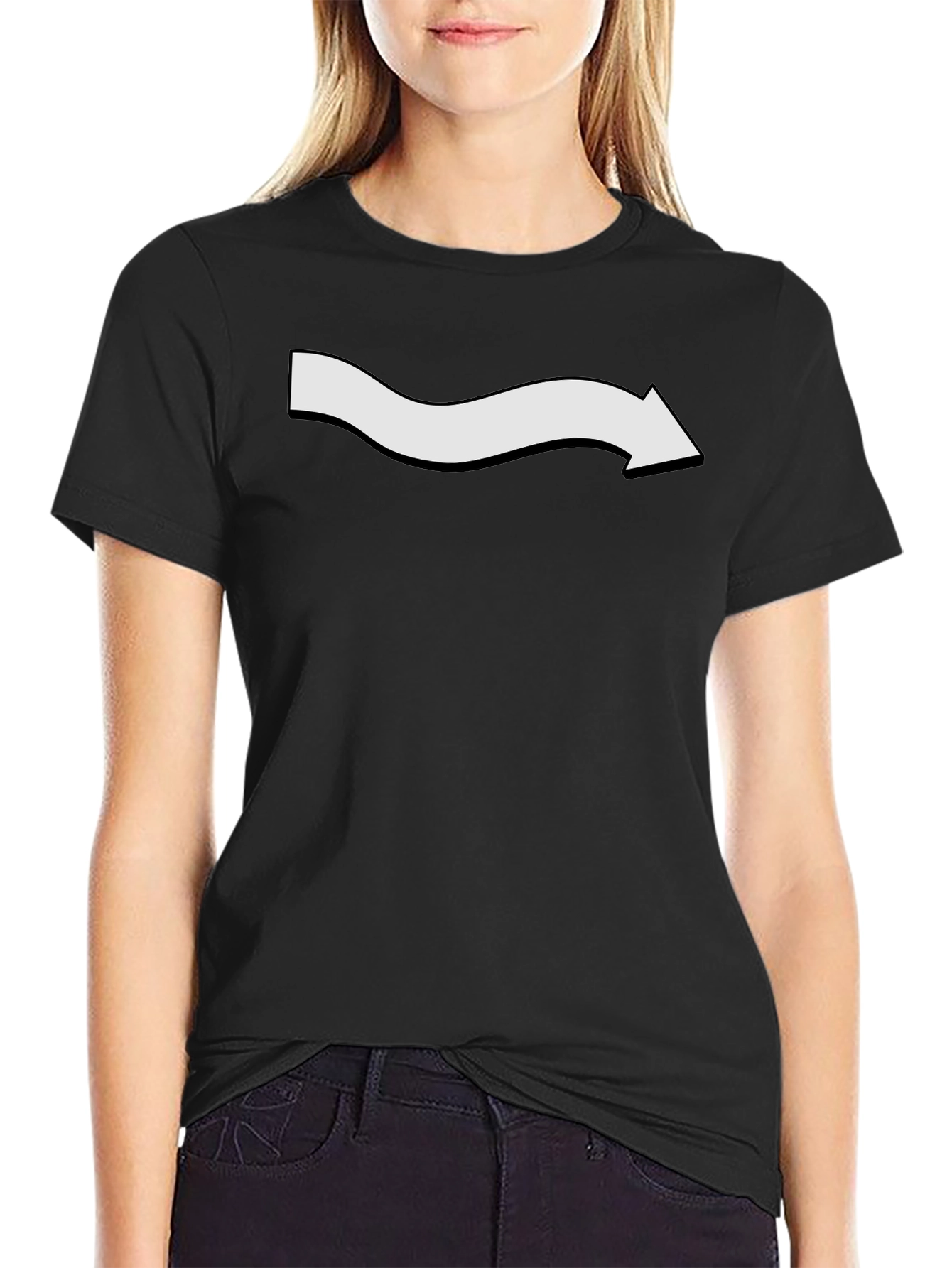 Mens Black T-Shirt with White Arrow Graphic