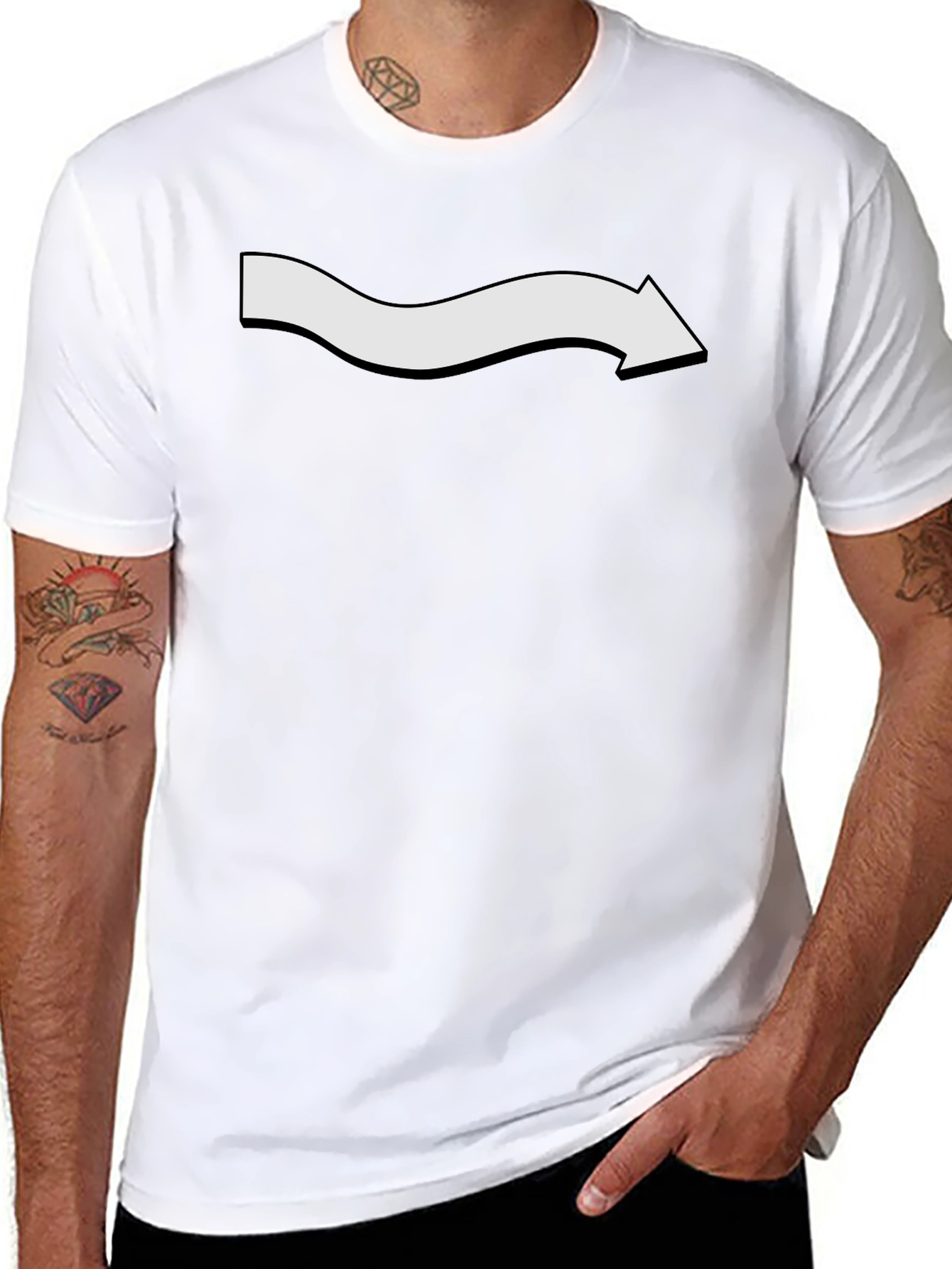 Mens Black T-Shirt with White Arrow Graphic
