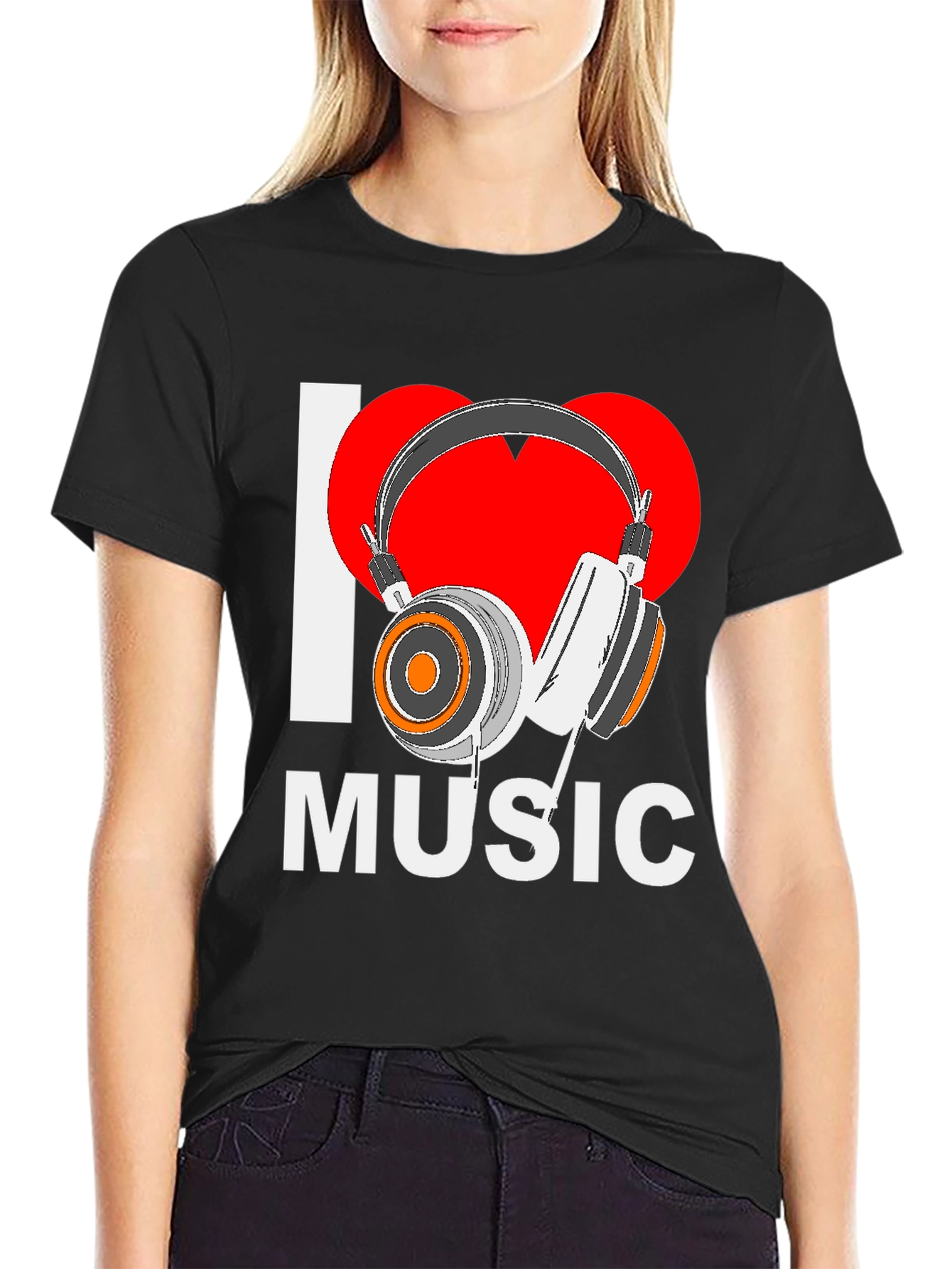I Love Music Black Graphic Tee