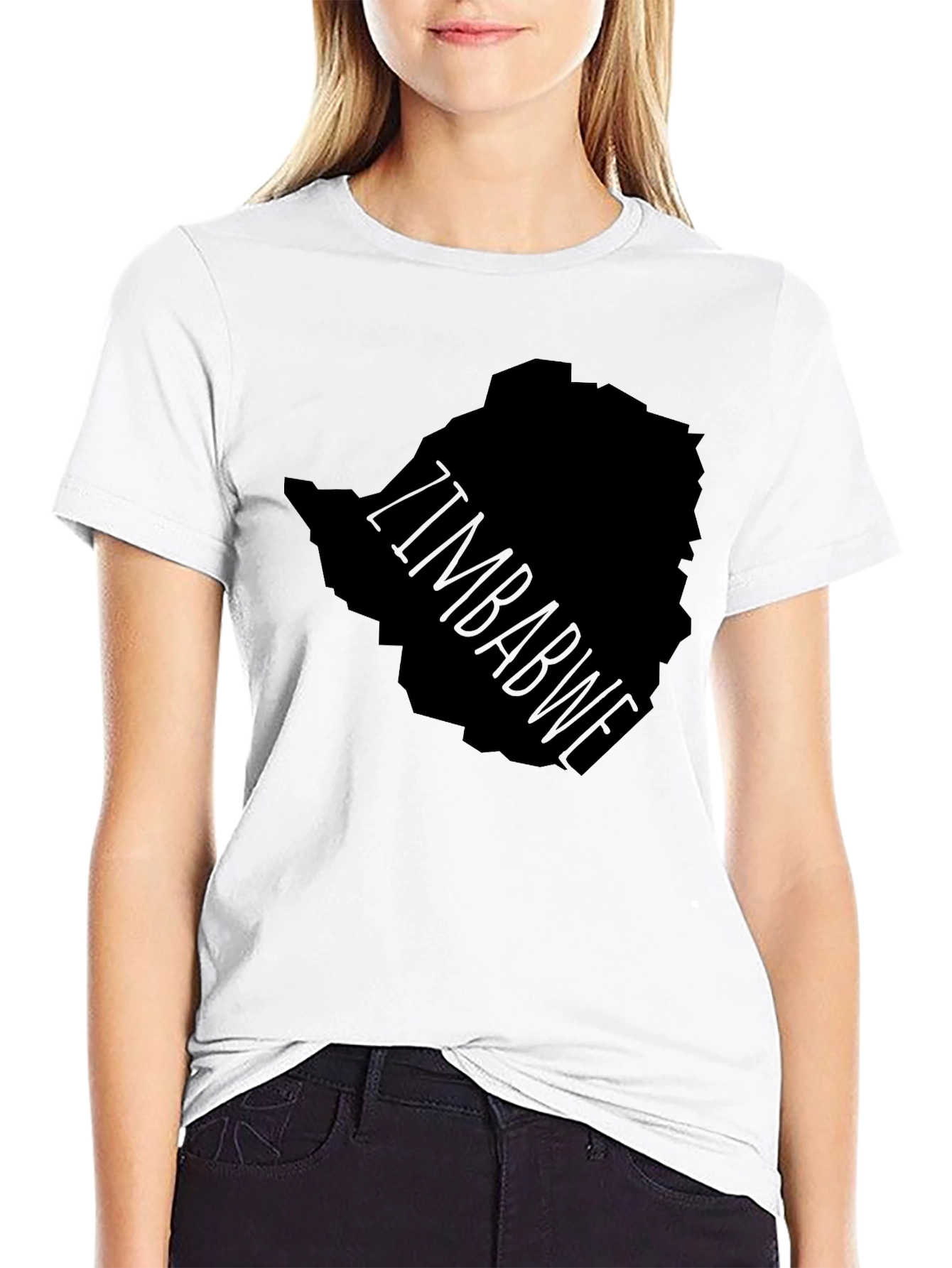 Zimbabwe Map Graphic Tee - Black Print