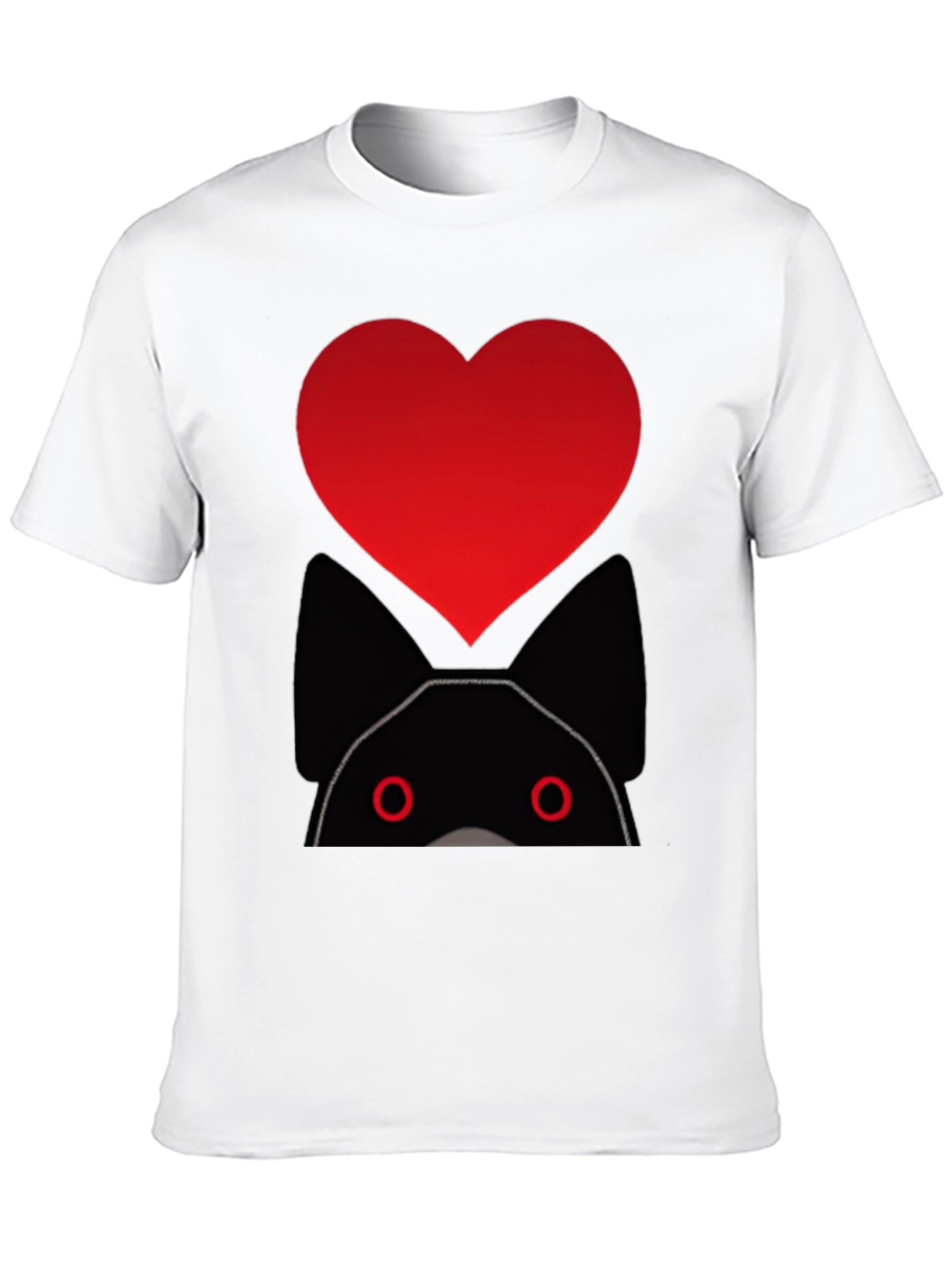 Heart Cat Graphic Black T-Shirt
