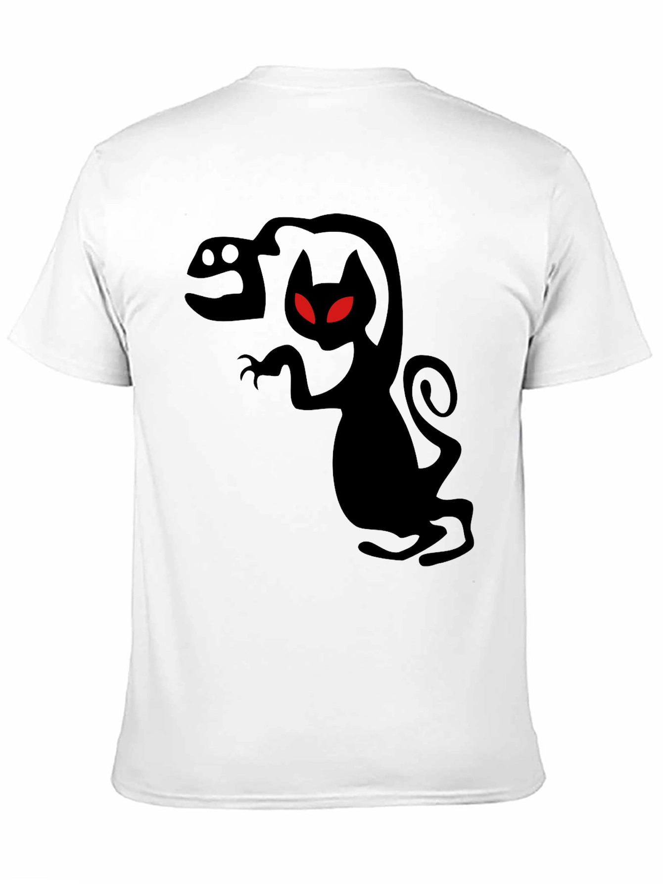 Mens Black Creepy Cat T-Shirt