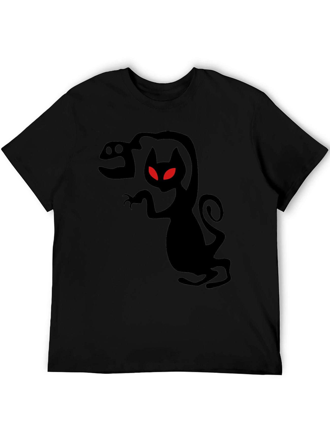 Mens Black Creepy Cat T-Shirt