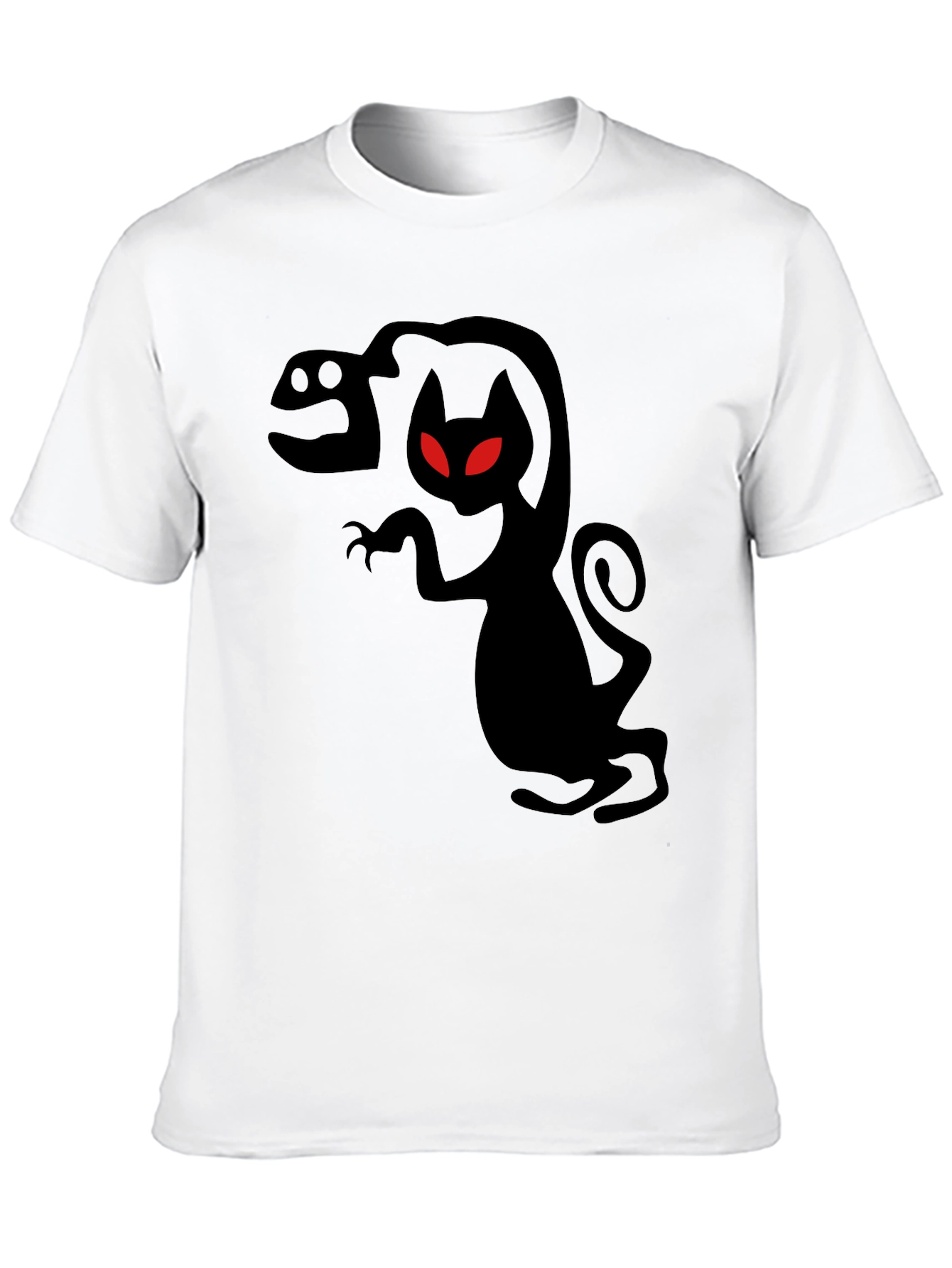 Mens Black Creepy Cat T-Shirt