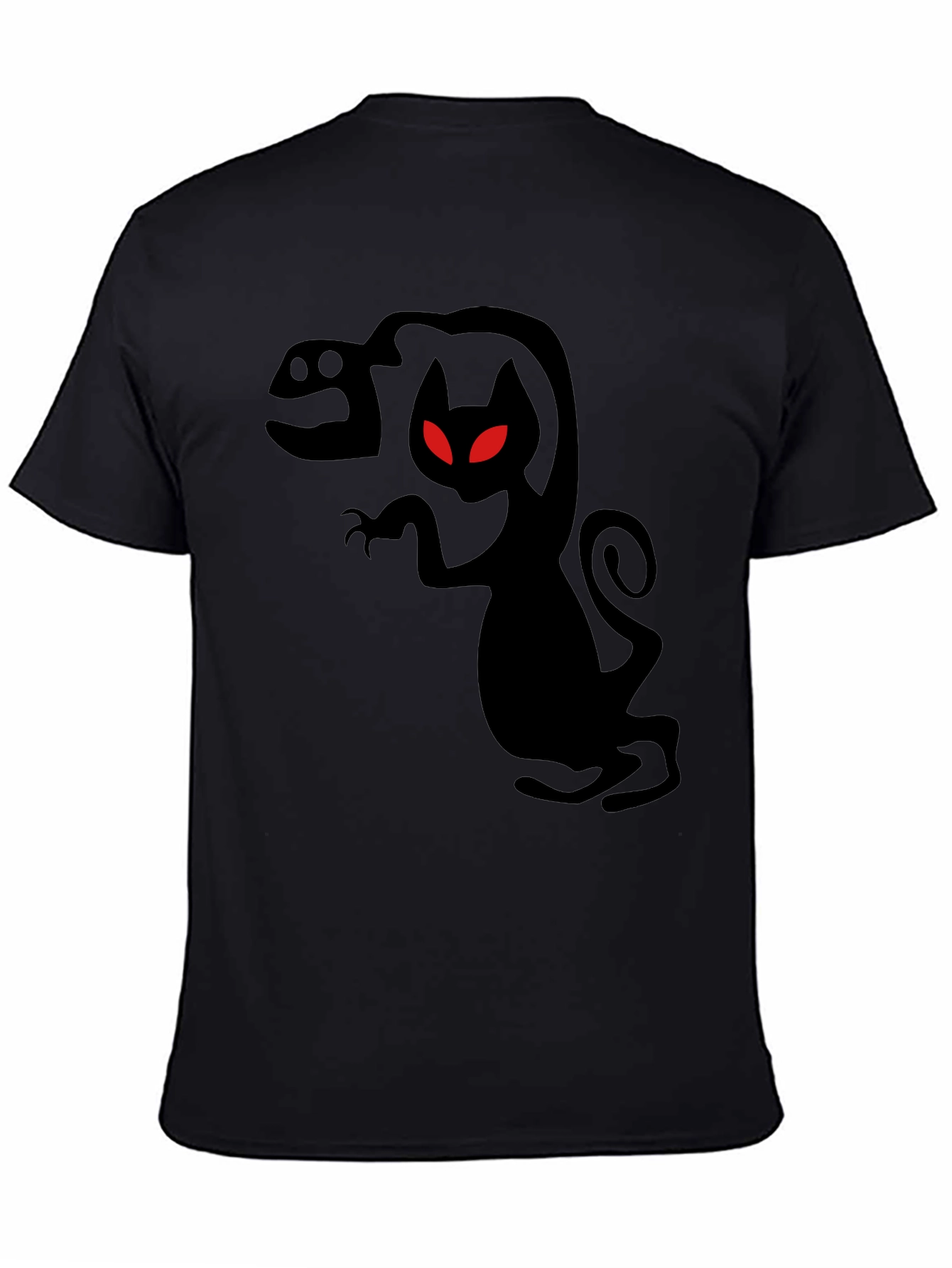 Mens Black Creepy Cat T-Shirt