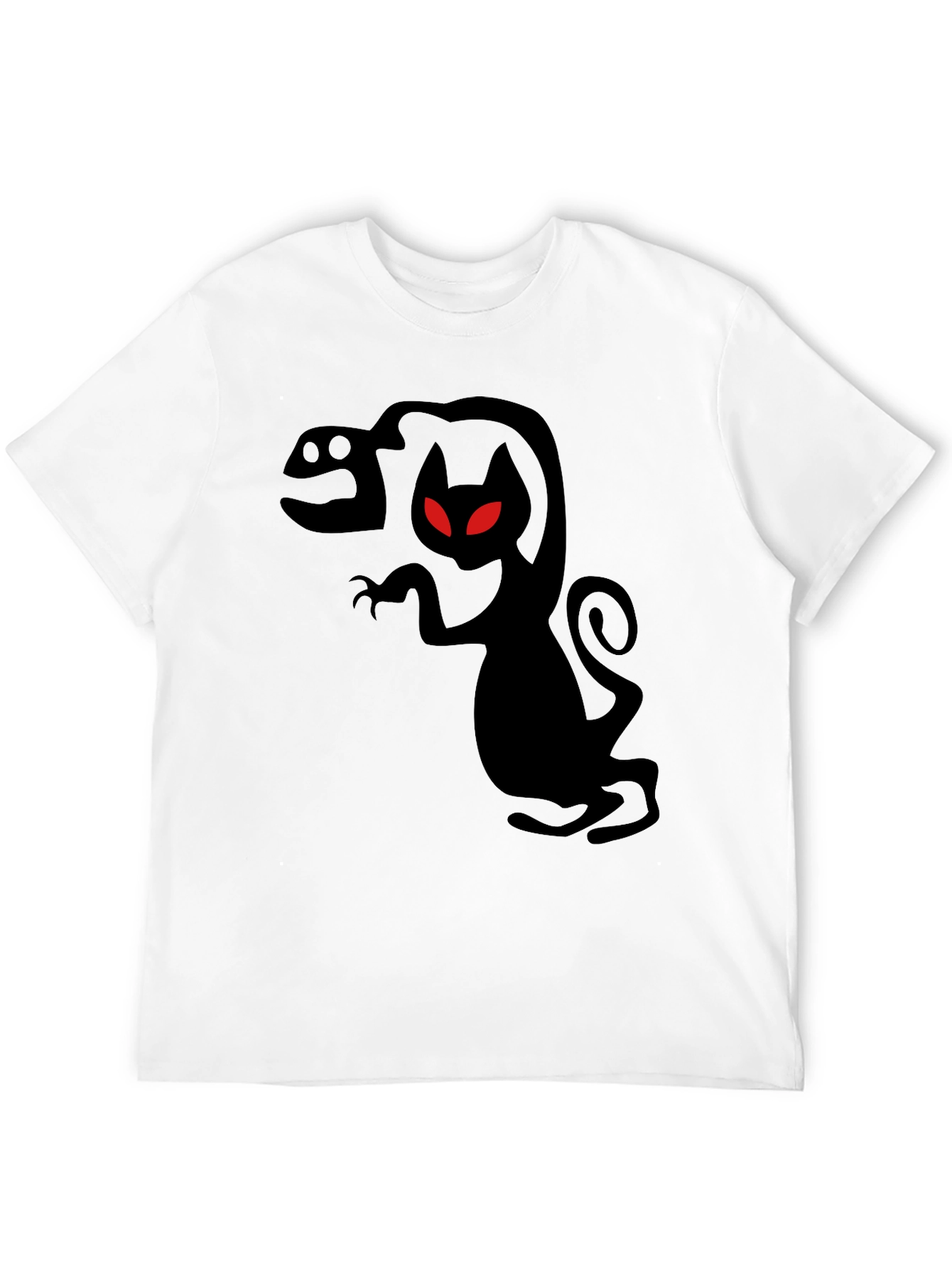 Mens Black Creepy Cat T-Shirt