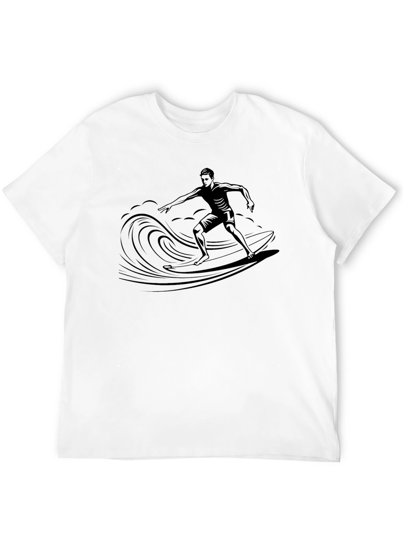 Surfer Graphic Tee - Black Cotton T-Shirt