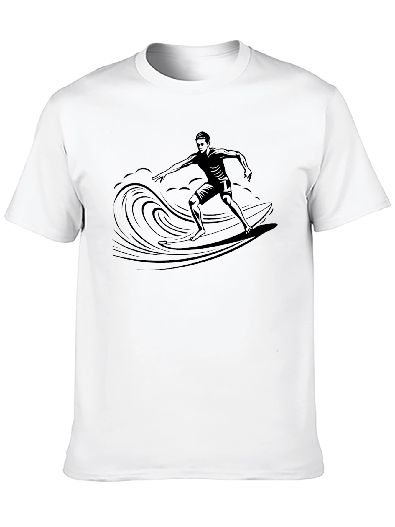 Surfer Graphic Tee - Black Cotton T-Shirt