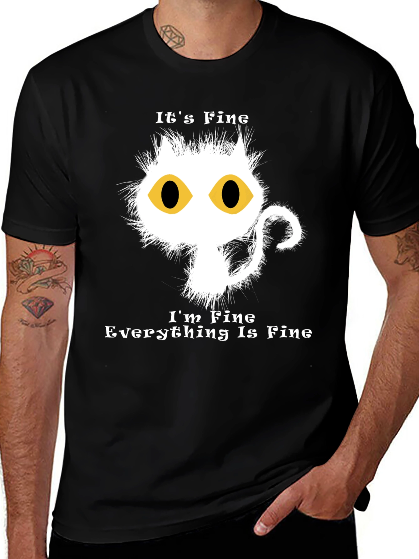 Its Fine Cat Graphic T-Shirt - Funny Novelty Tee