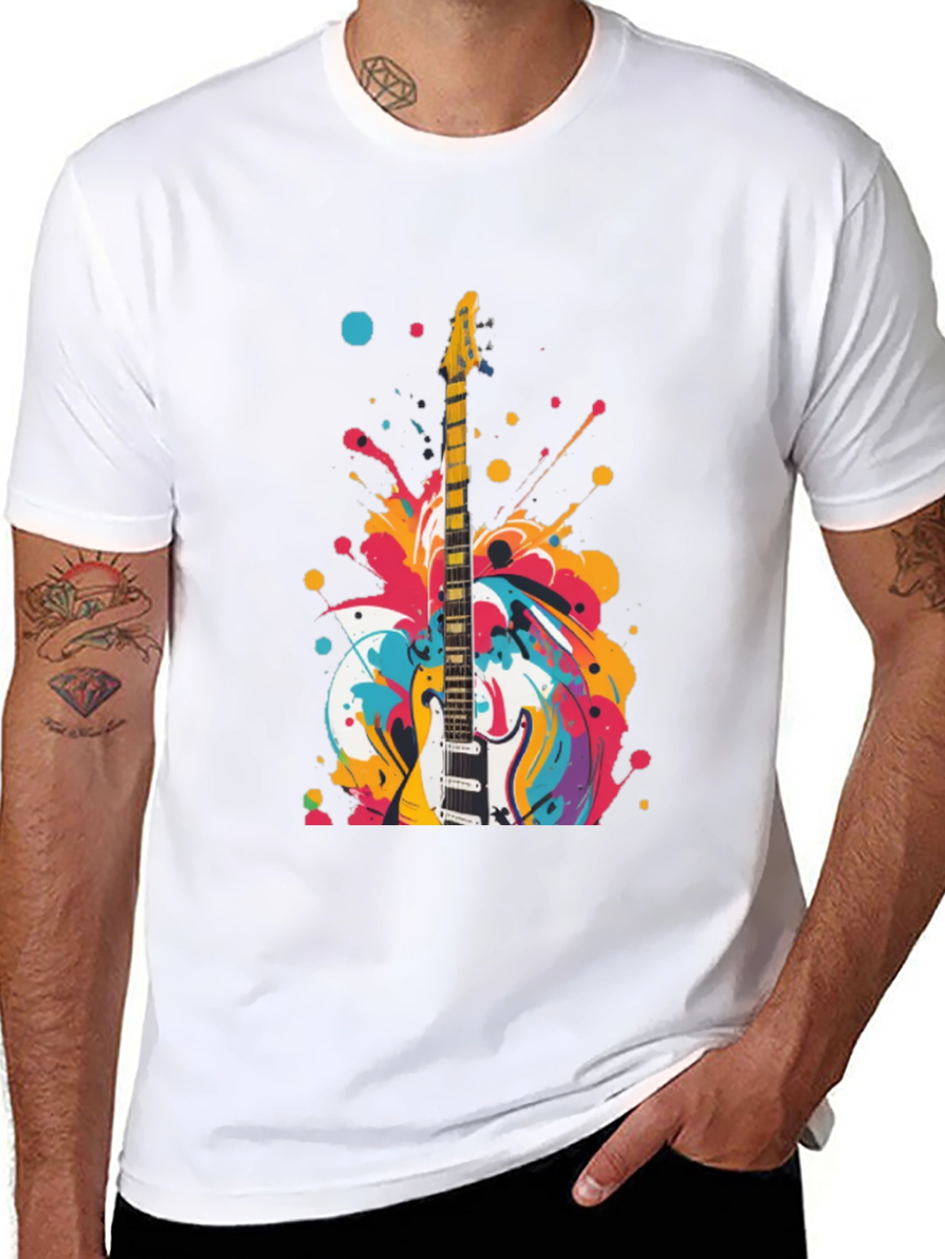 Electric Guitar Splash Graphic T-Shirt