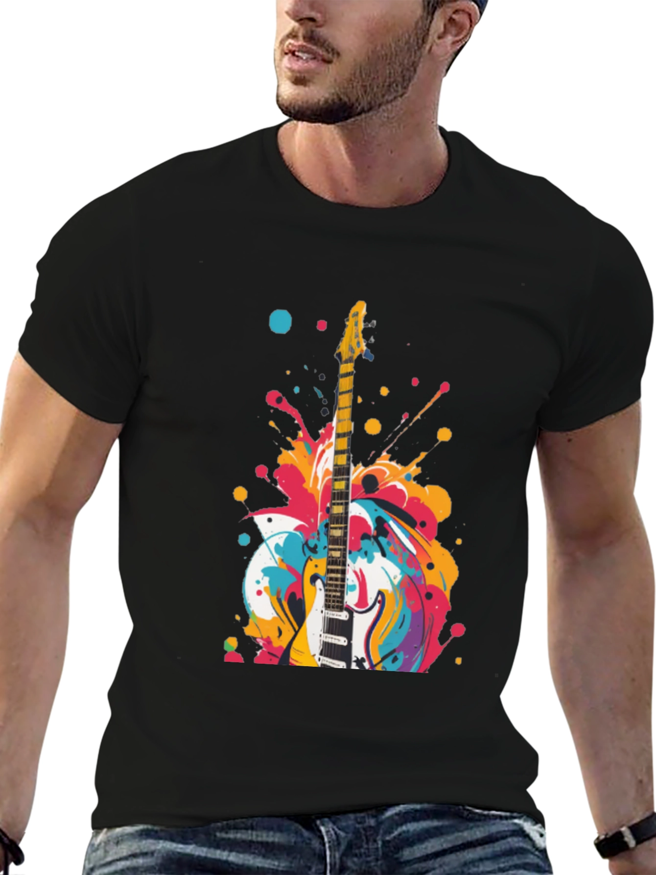 Electric Guitar Splash Graphic T-Shirt
