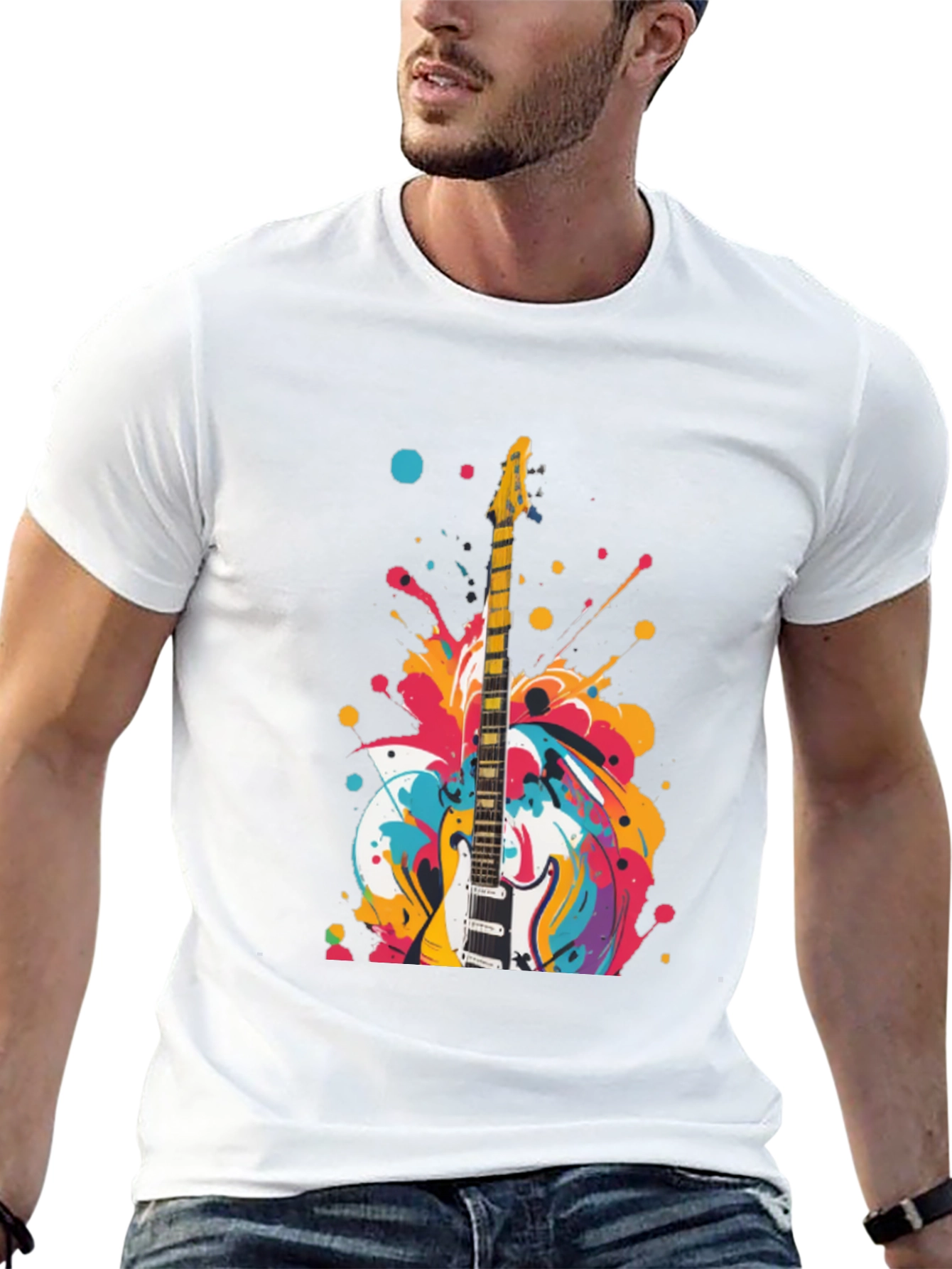 Electric Guitar Splash Graphic T-Shirt