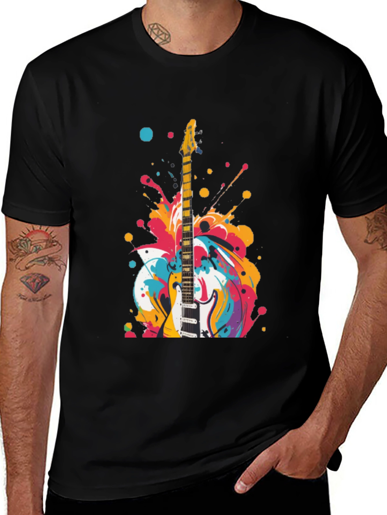 Electric Guitar Splash Graphic T-Shirt