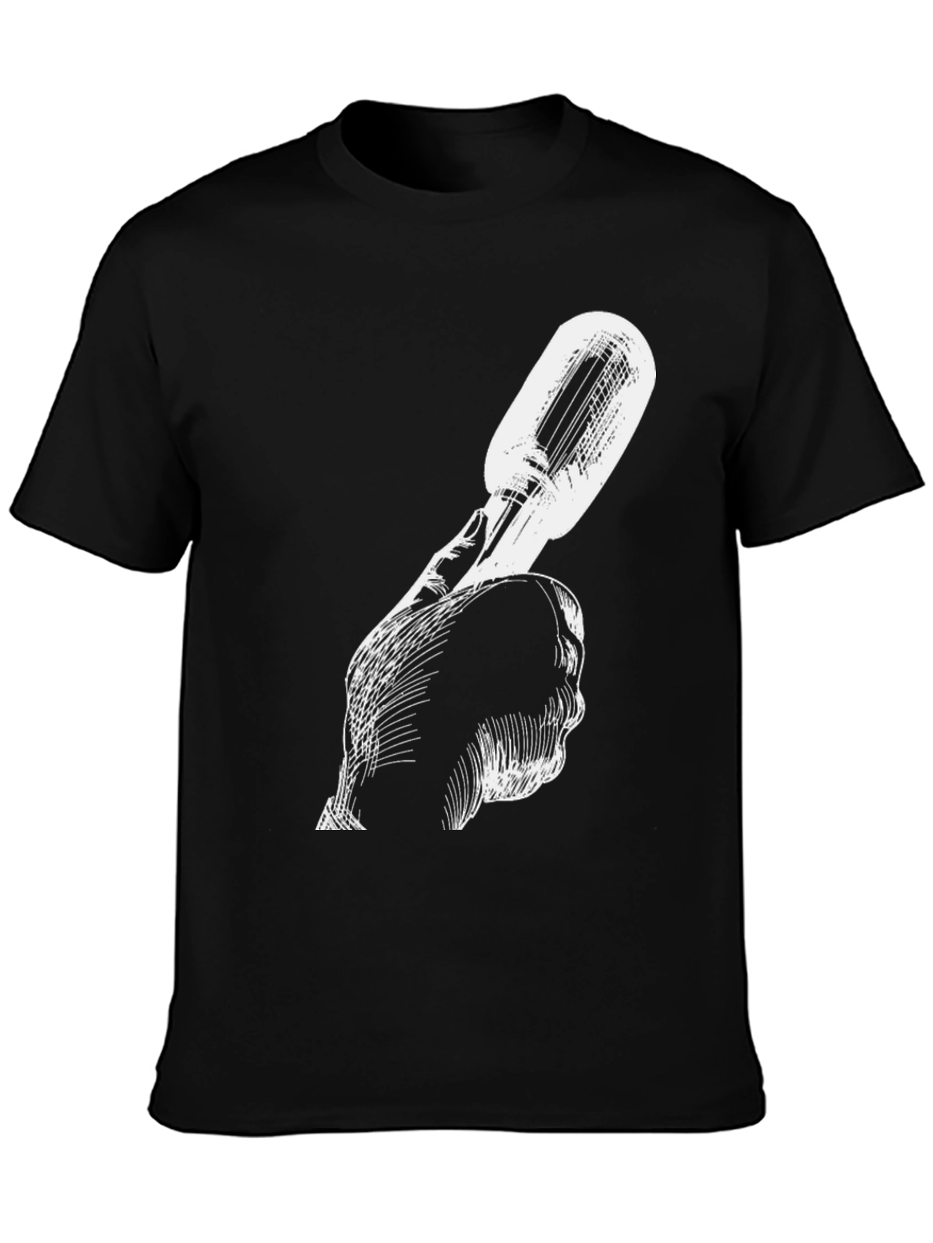Unique Black Tee with Microphone Graphic