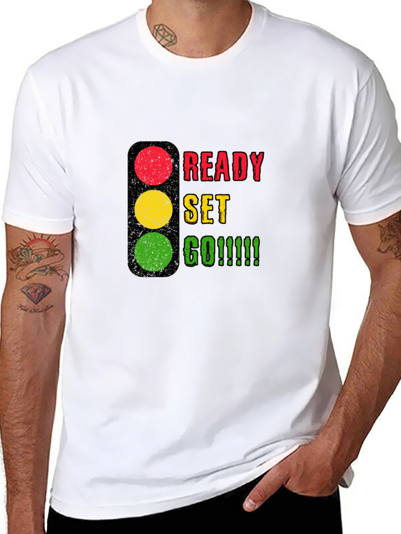Ready Set Go Graphic Tee - Black Cotton T-Shirt