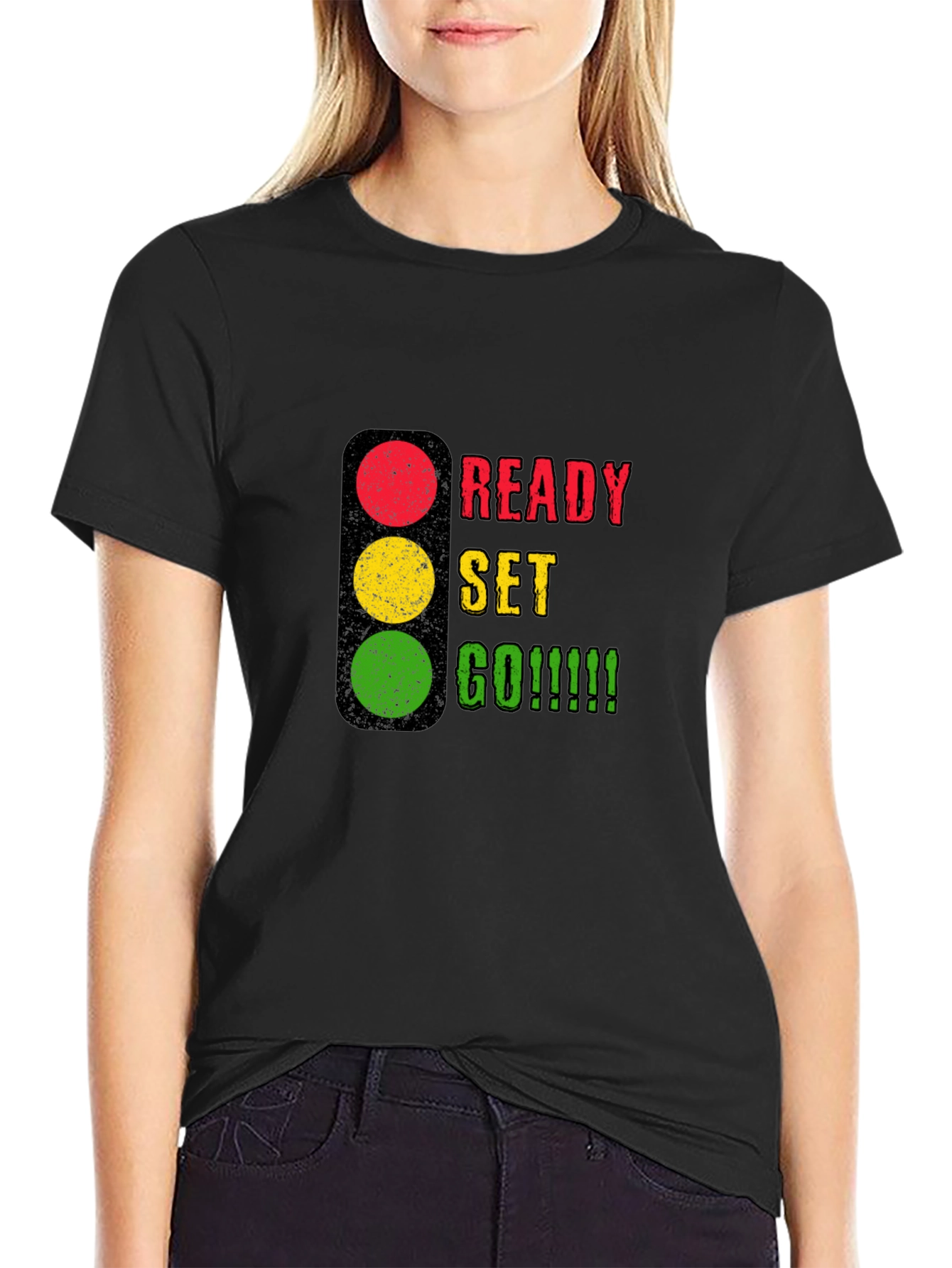 Ready Set Go Graphic Tee - Black Cotton T-Shirt