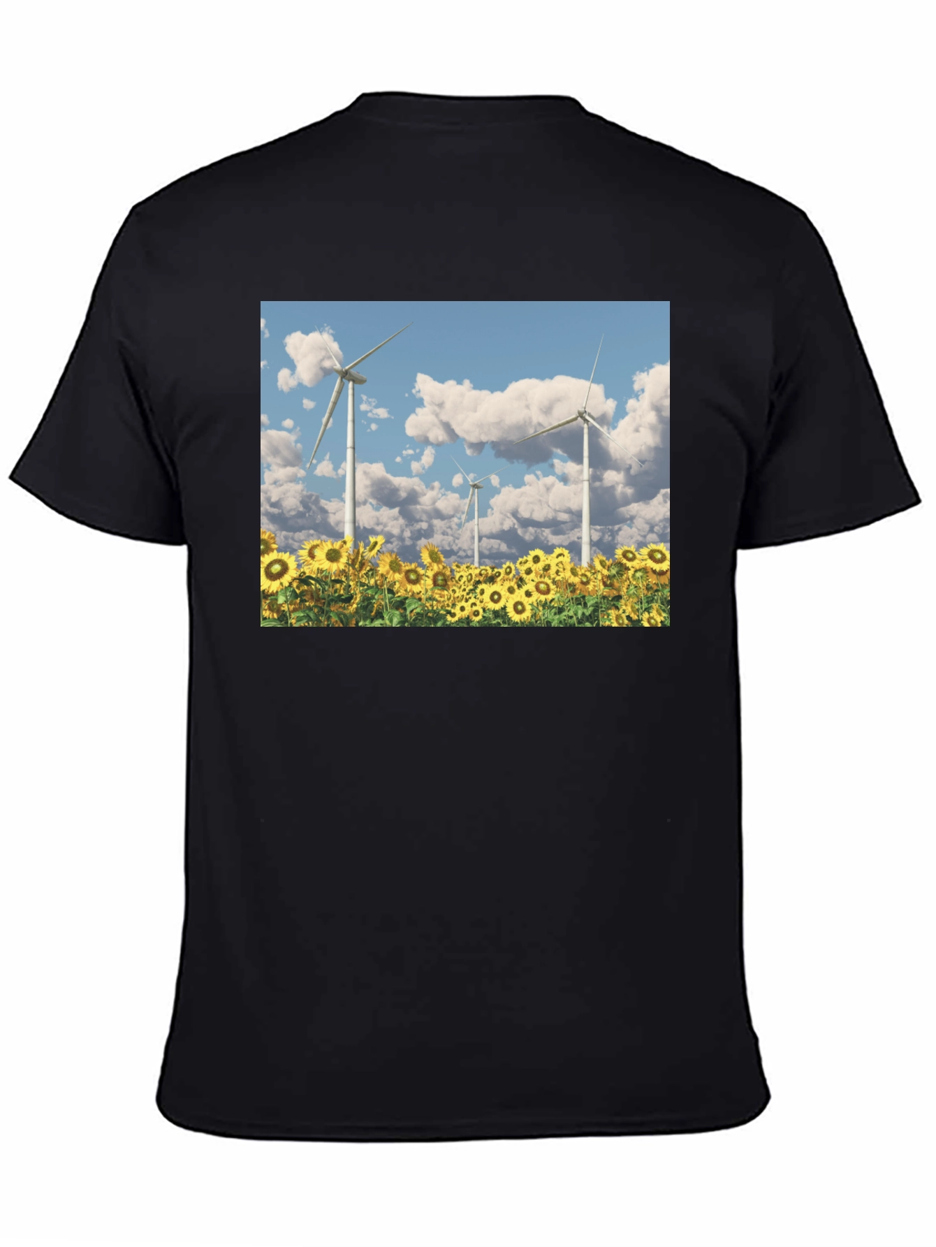 Sunflower Field & Wind Turbine Graphic Tee