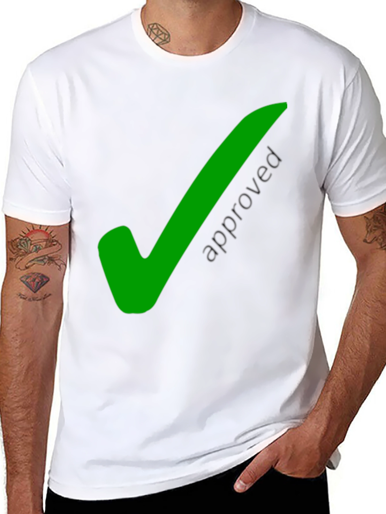 Approved Black T-Shirt with Green Check