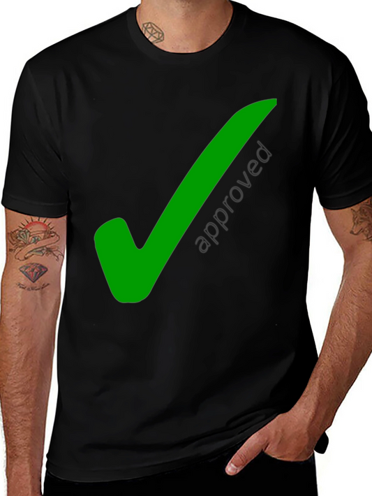 Approved Black T-Shirt with Green Check