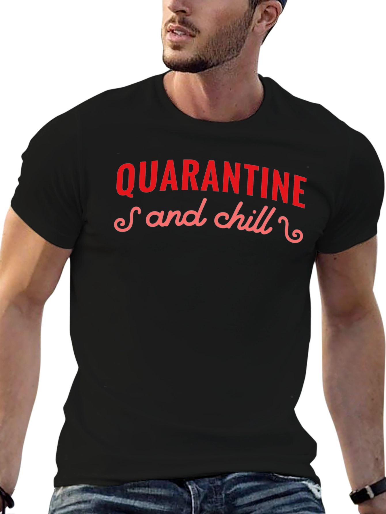 Quarantine and Chill Graphic Tee - Black Casual T-Shirt
