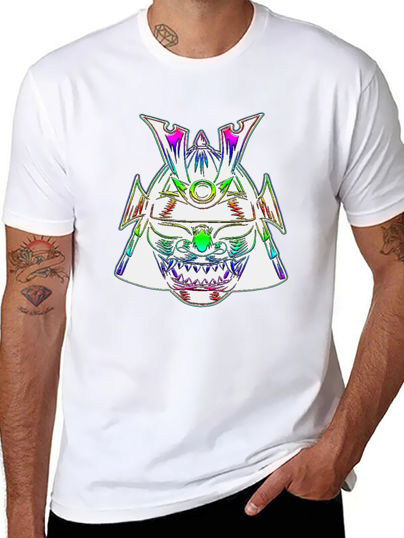 Rainbow Samurai Helmet Graphic Tee - Mens Black T-Shirt