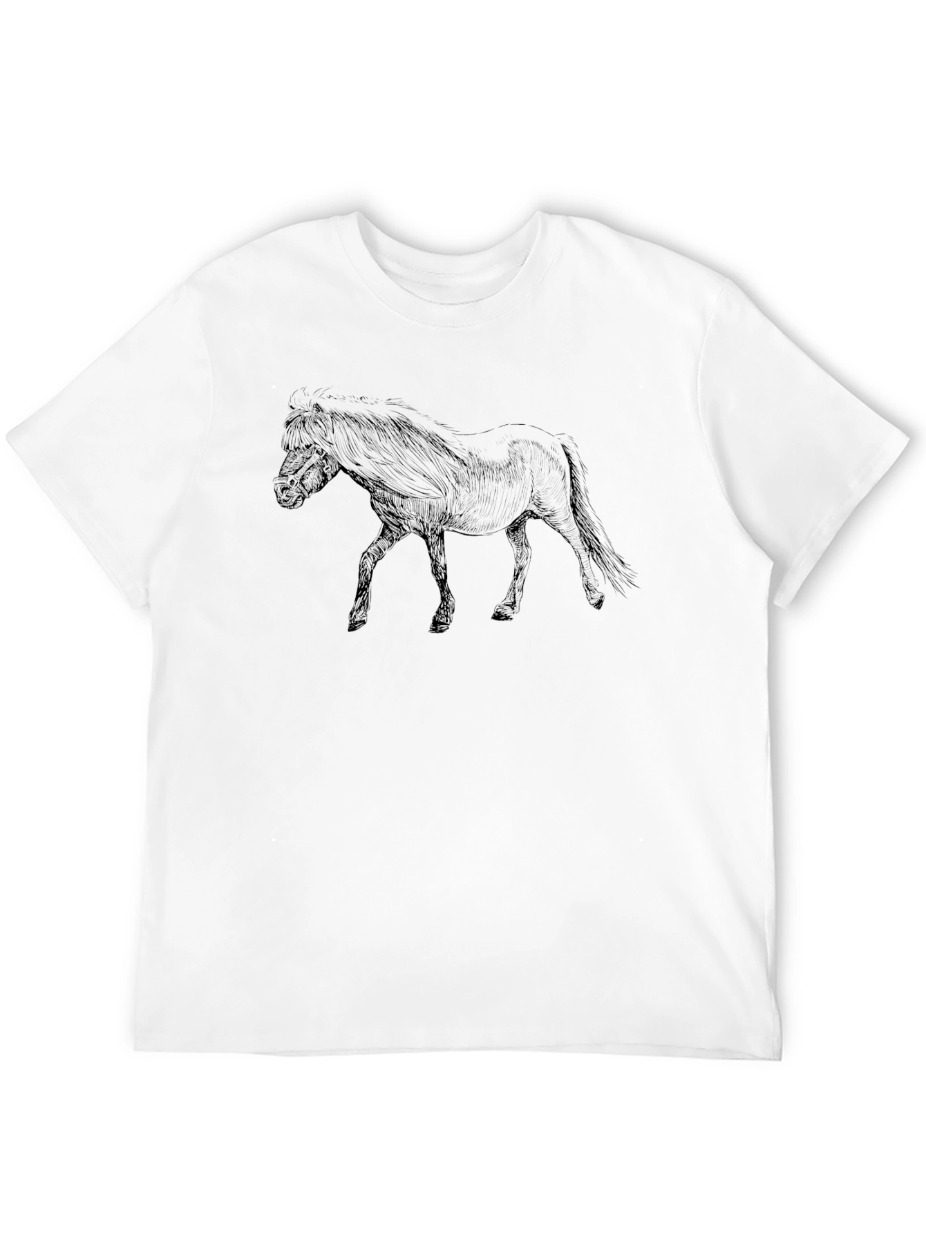 Horse Sketch Black T-Shirt