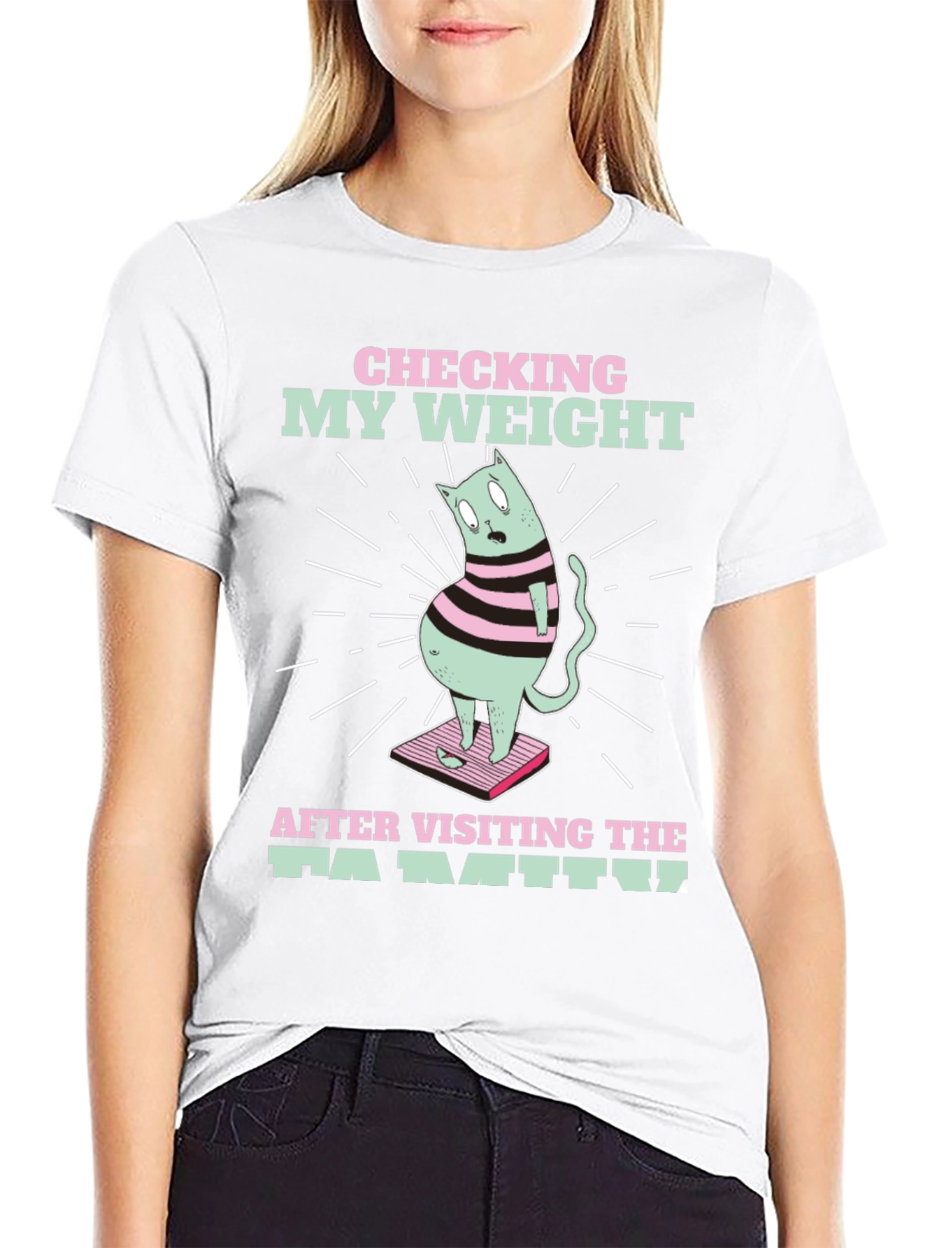 Funny Cat Weight T-Shirt - After Family Visit Tee