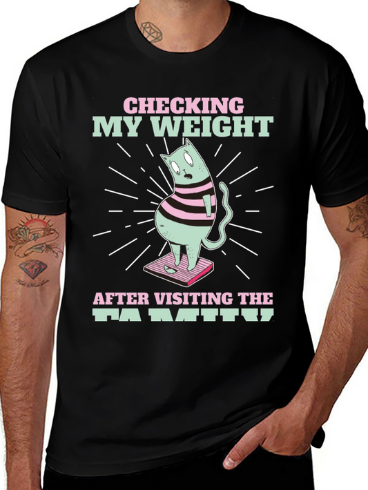 Funny Cat Weight T-Shirt - After Family Visit Tee