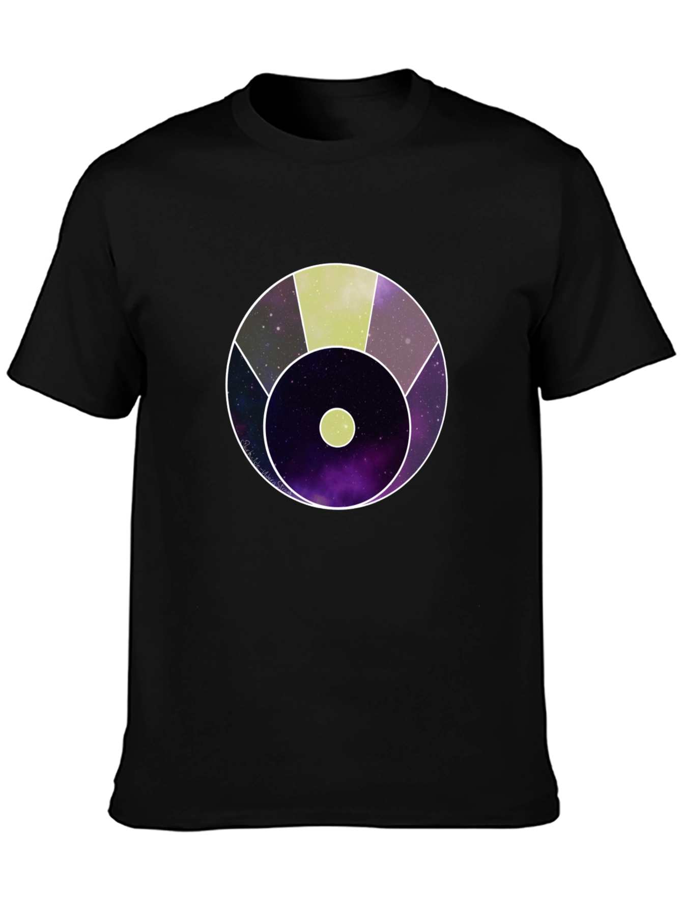 Abstract Cosmic Circle Graphic Black T-Shirt