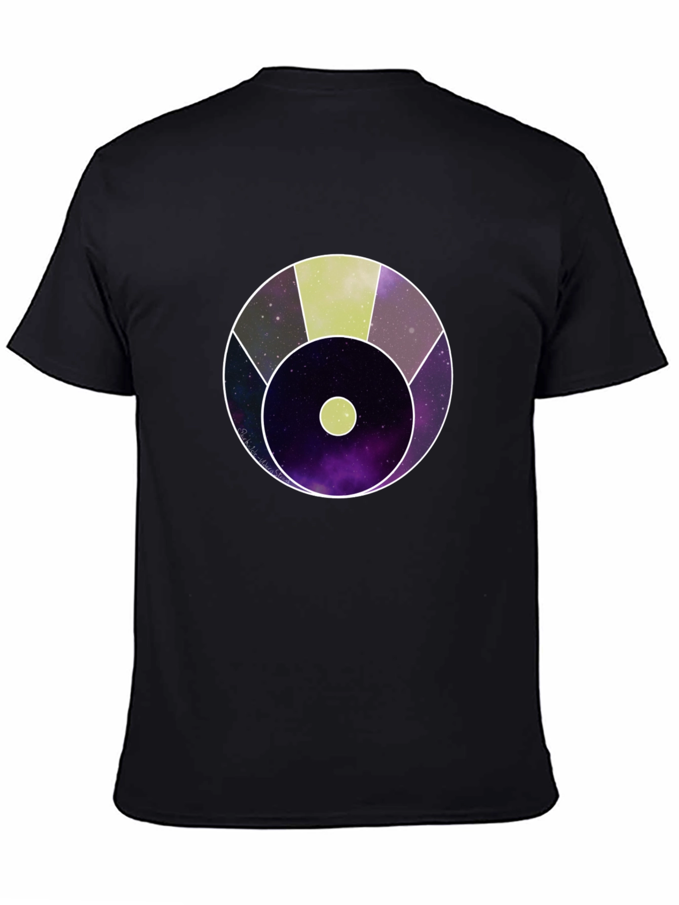 Abstract Cosmic Circle Graphic Black T-Shirt