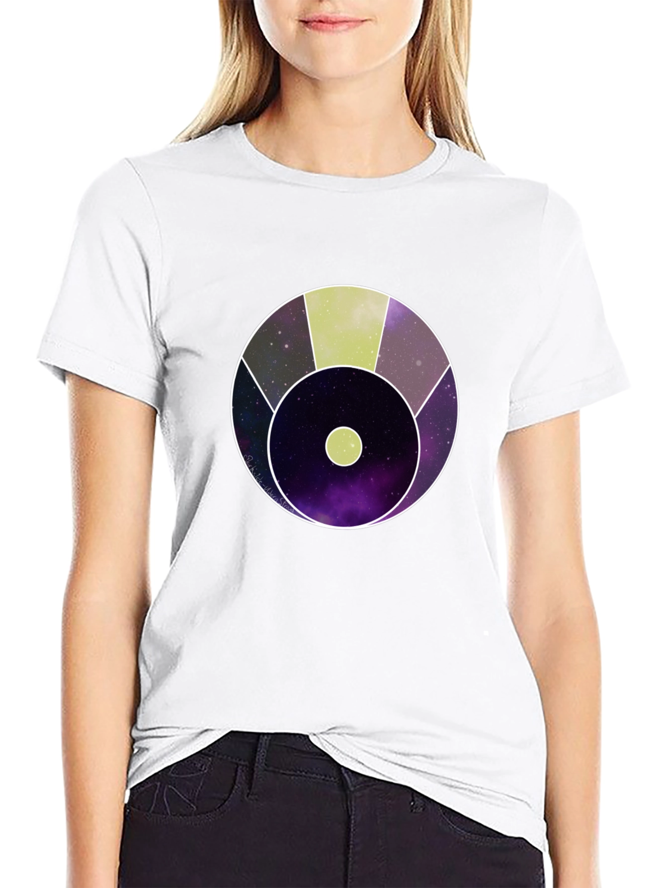 Abstract Cosmic Circle Graphic Black T-Shirt