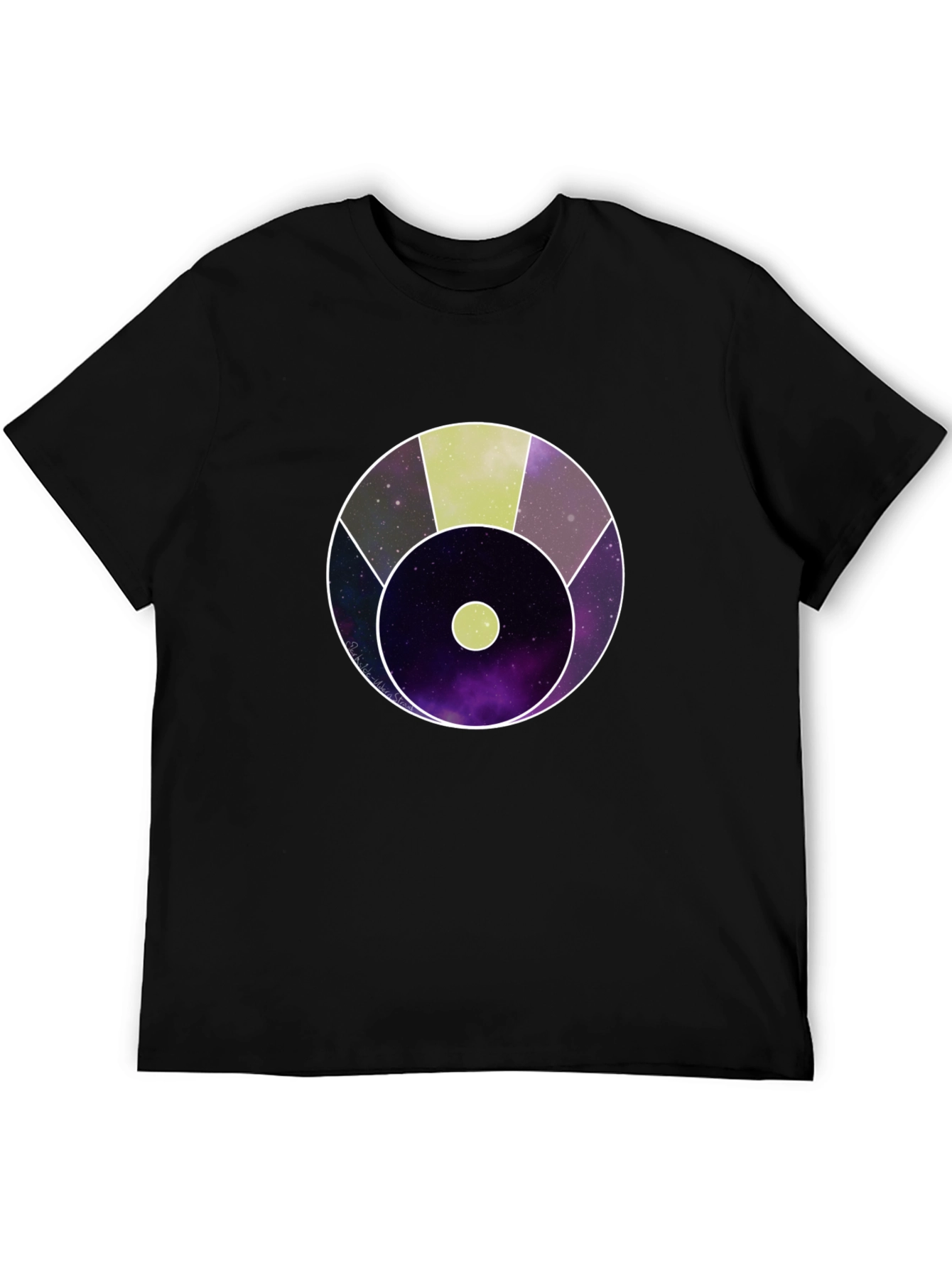 Abstract Cosmic Circle Graphic Black T-Shirt
