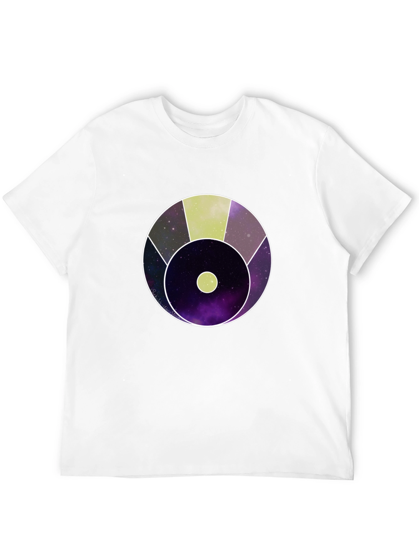 Abstract Cosmic Circle Graphic Black T-Shirt