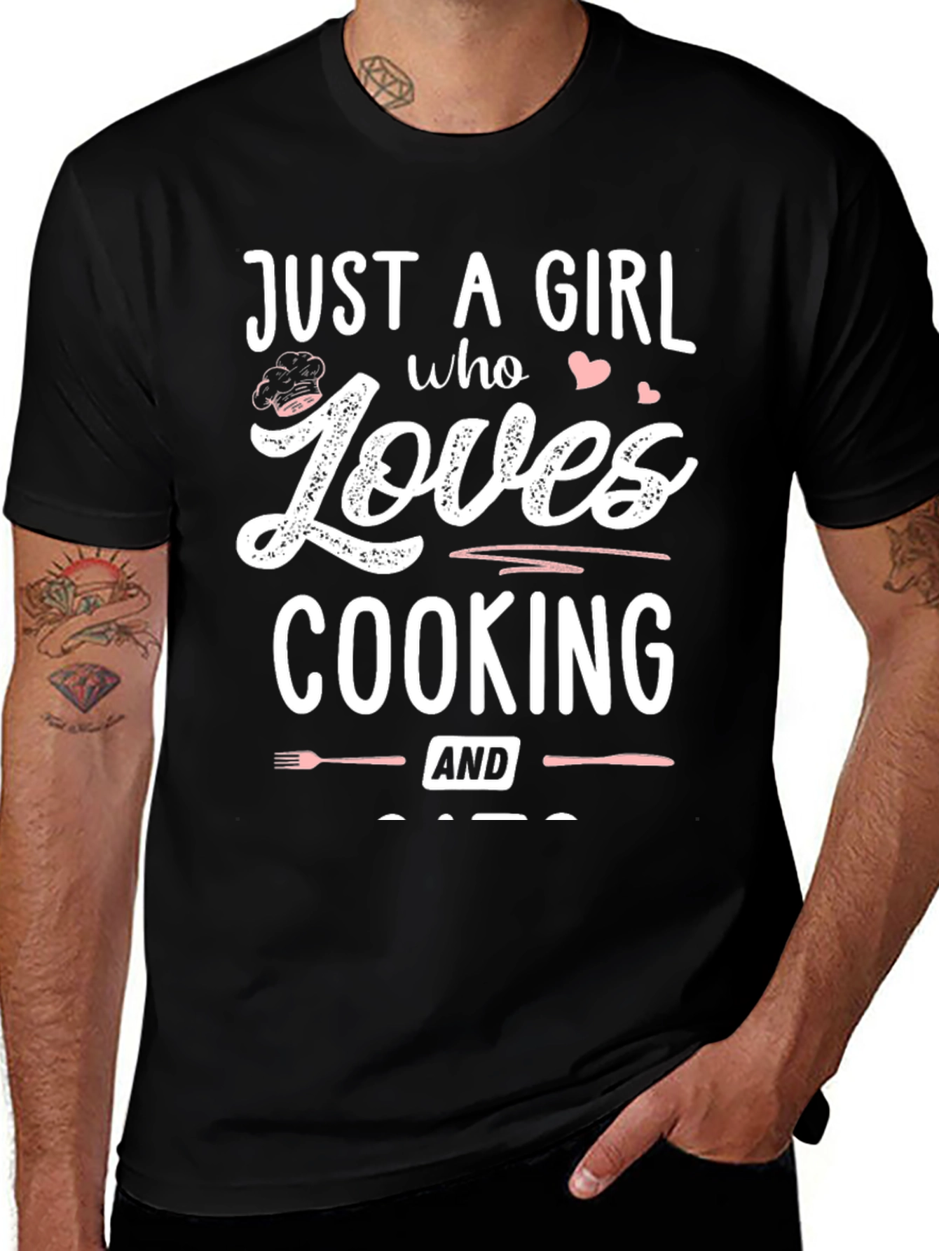 Just A Girl Who Loves Cooking Black T-Shirt