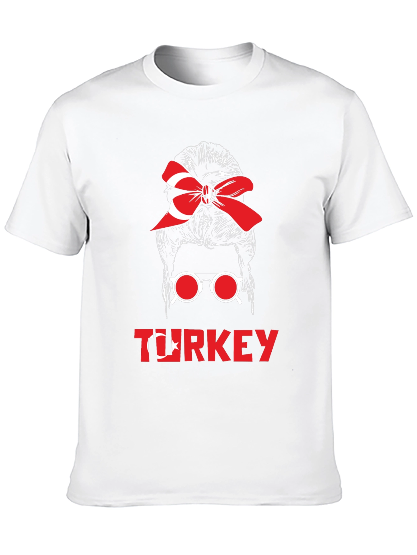 Turkey Messy Bun T-Shirt - Turkish Flag