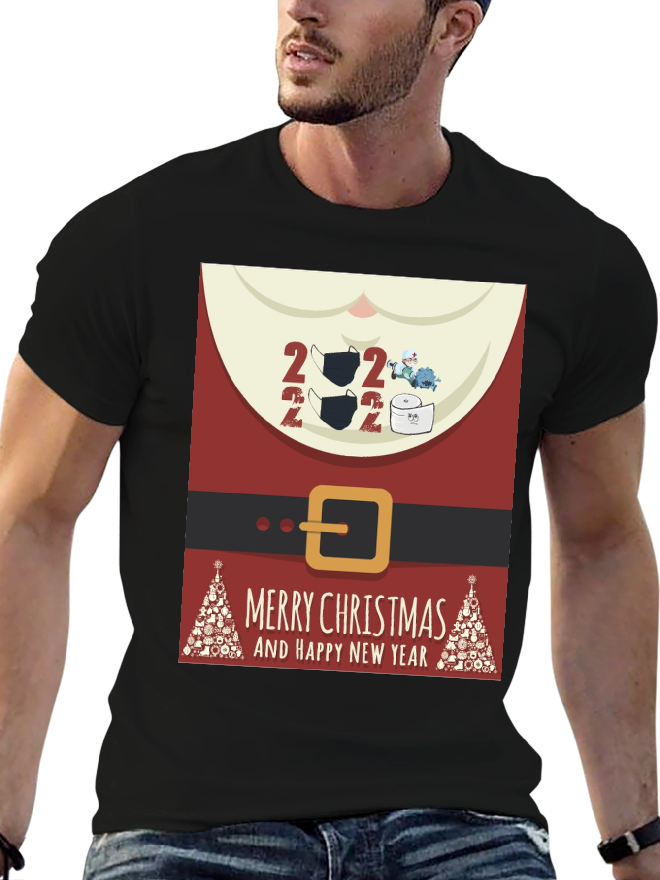 Festive 2022 Masked Santa Christmas T-Shirt