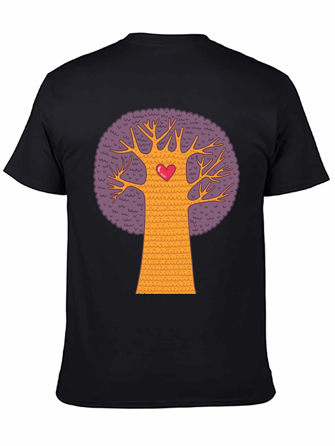 Heart Tree Graphic Tee - Black Cotton Blend T-Shirt