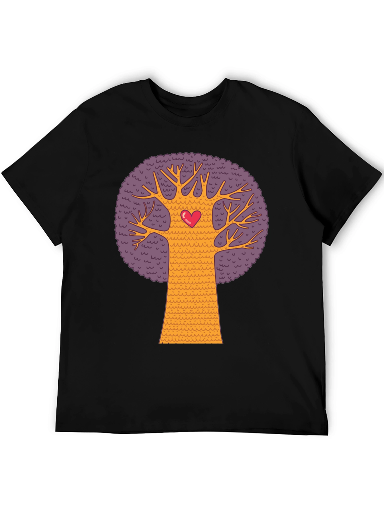 Heart Tree Graphic Tee - Black Cotton Blend T-Shirt