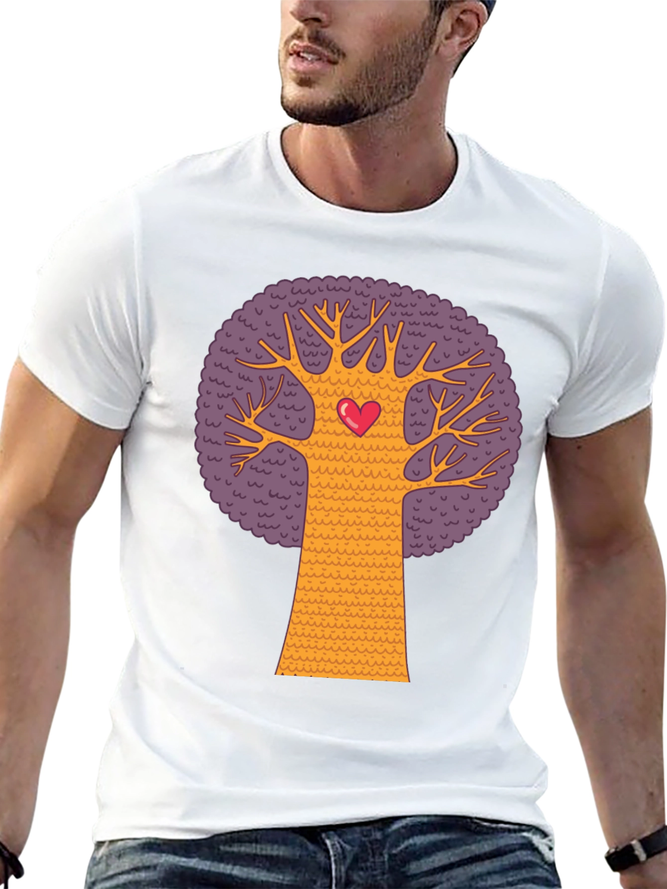 Heart Tree Graphic Tee - Black Cotton Blend T-Shirt