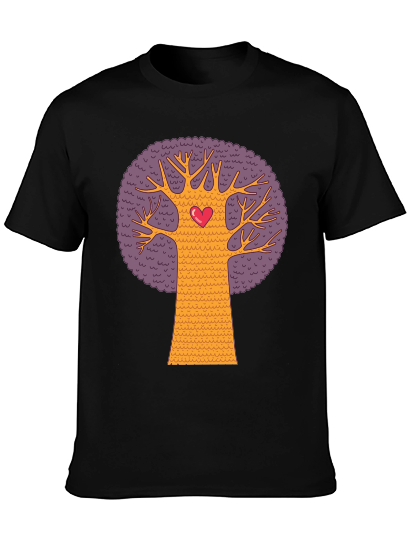 Heart Tree Graphic Tee - Black Cotton Blend T-Shirt