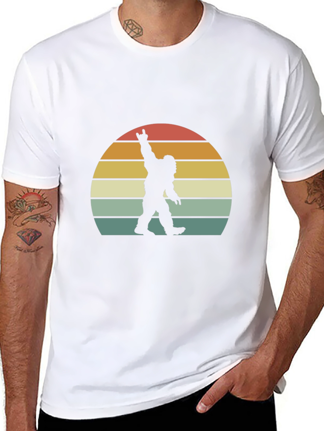 Retro Bigfoot Rock On T-Shirt - Black