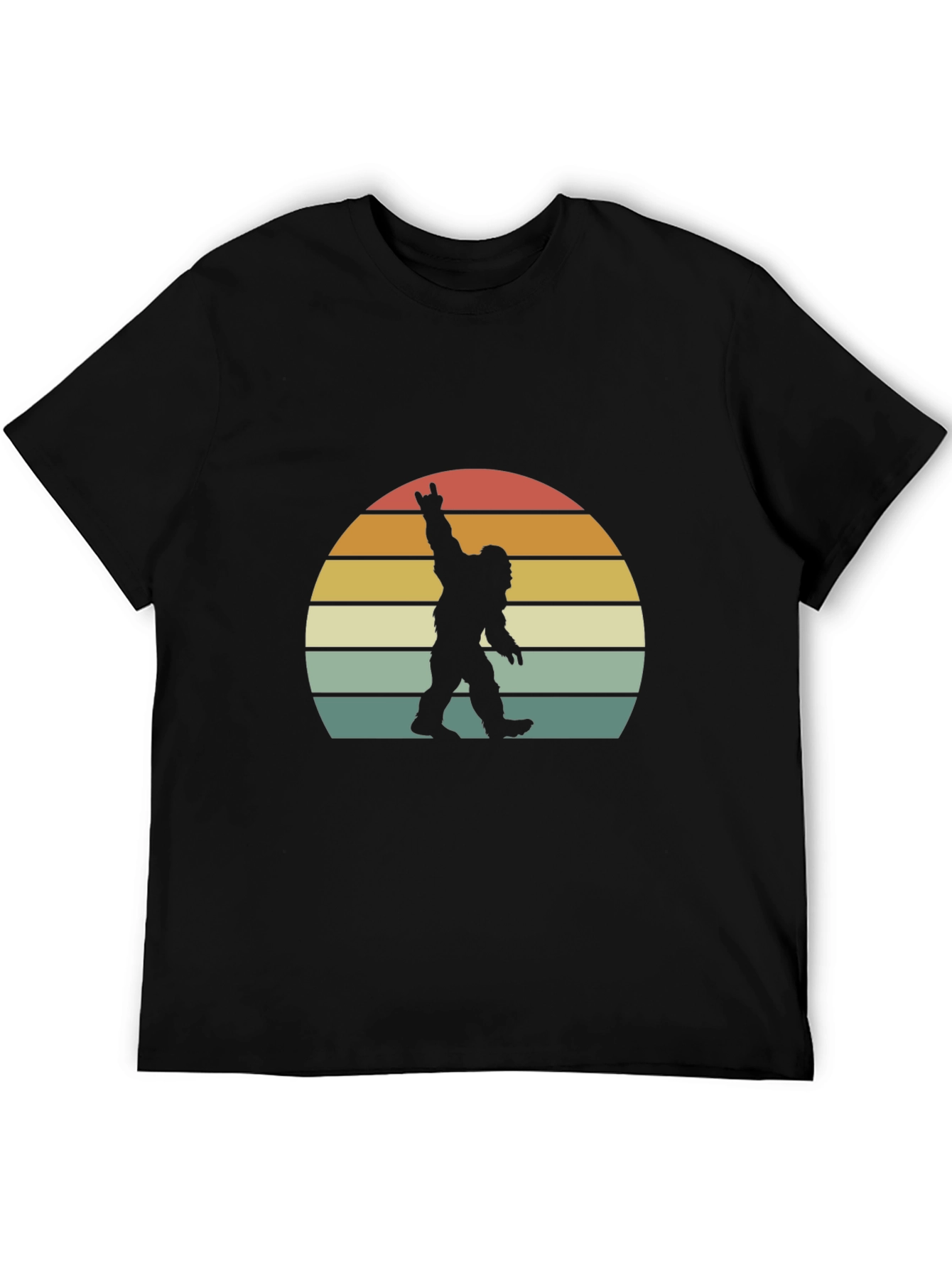 Retro Bigfoot Rock On T-Shirt - Black