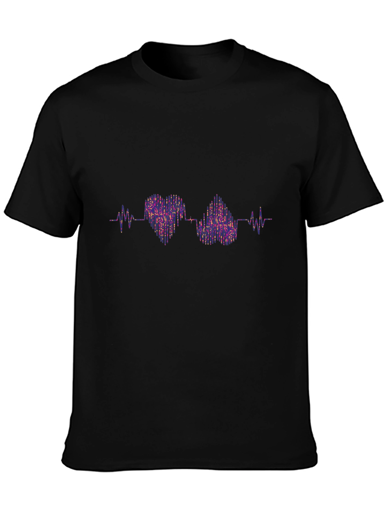 Heartbeat Pulse Love T-Shirt - Black
