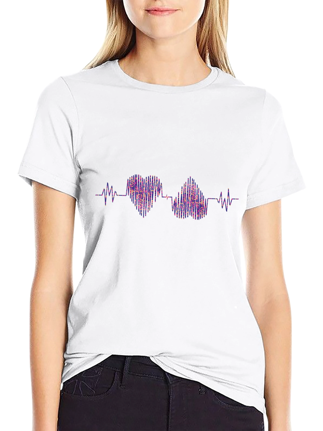 Heartbeat Pulse Love T-Shirt - Black