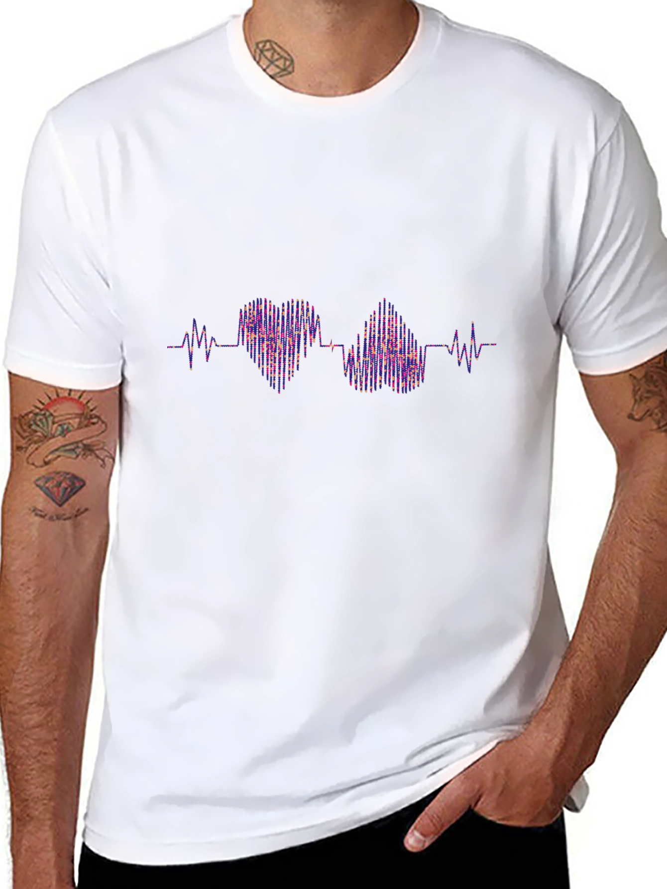 Heartbeat Pulse Love T-Shirt - Black